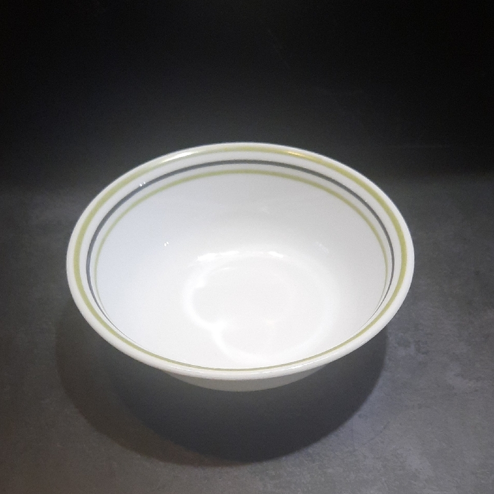 Corelle Vitrelle Pattern White Bowl with Green Stripes